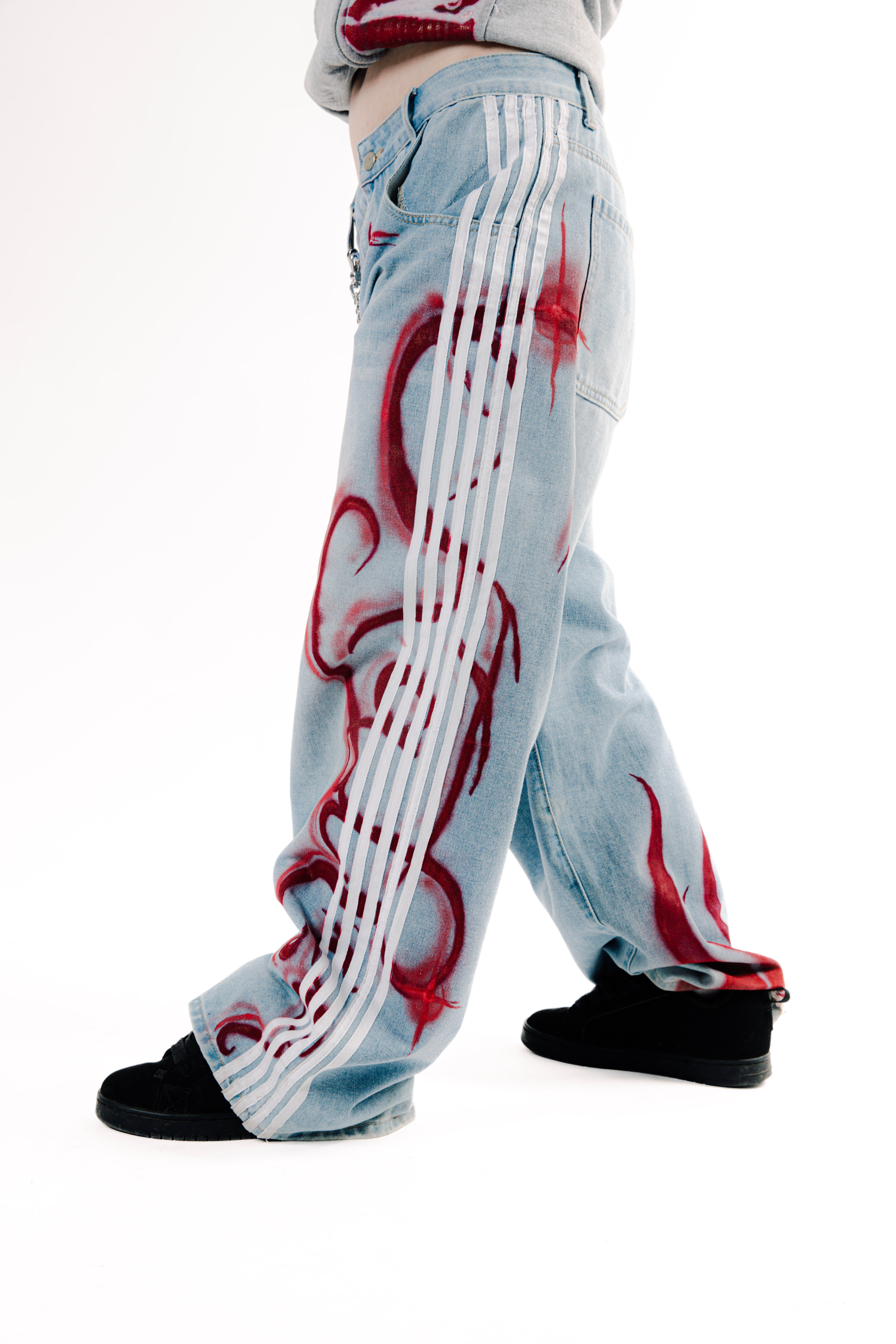 1/1 Red Skelly Jeans