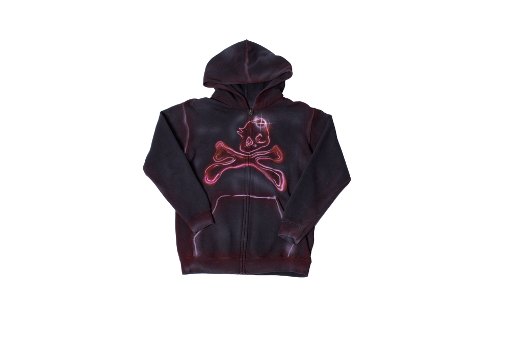 1/1 Red Skelly Zip-up Hoodie