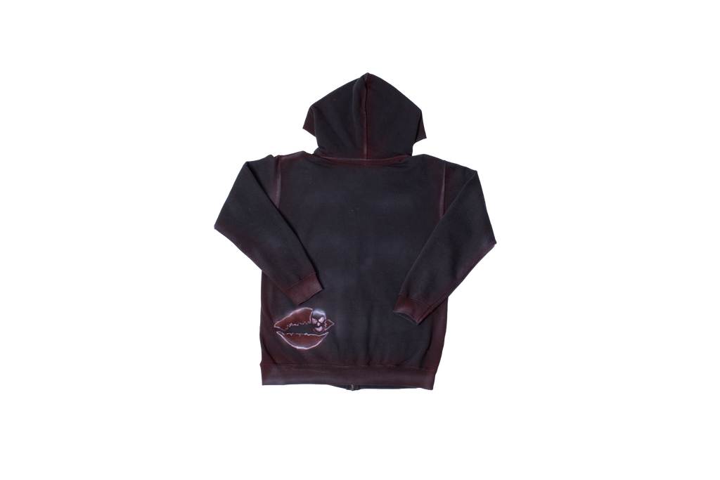 1/1 Red Skelly Zip-up Hoodie