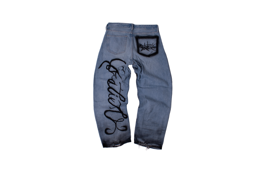 1/1 Black Caligraphy Kalixo Jeans