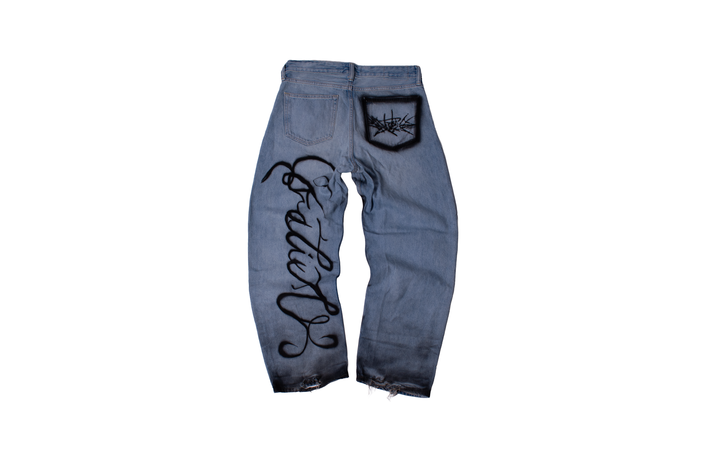 1/1 Black Caligraphy Kalixo Jeans