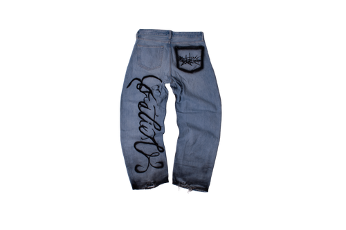 1/1 Black Caligraphy Kalixo Jeans