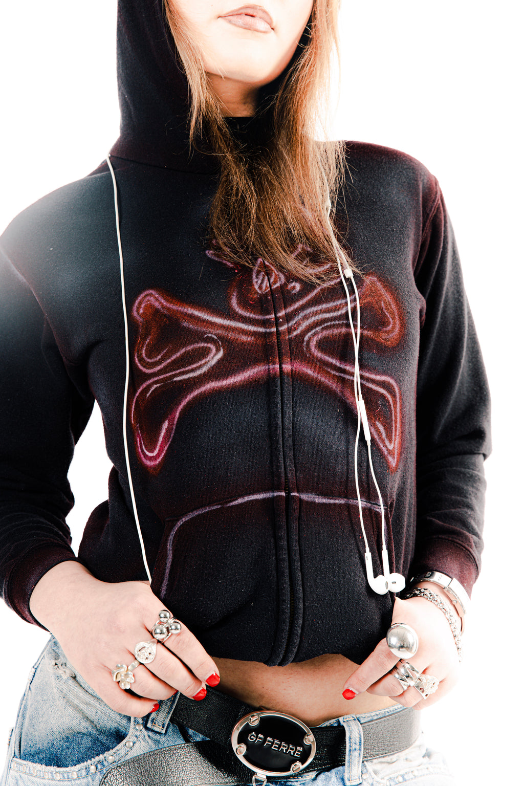 1/1 Red Skelly Zip-up Hoodie