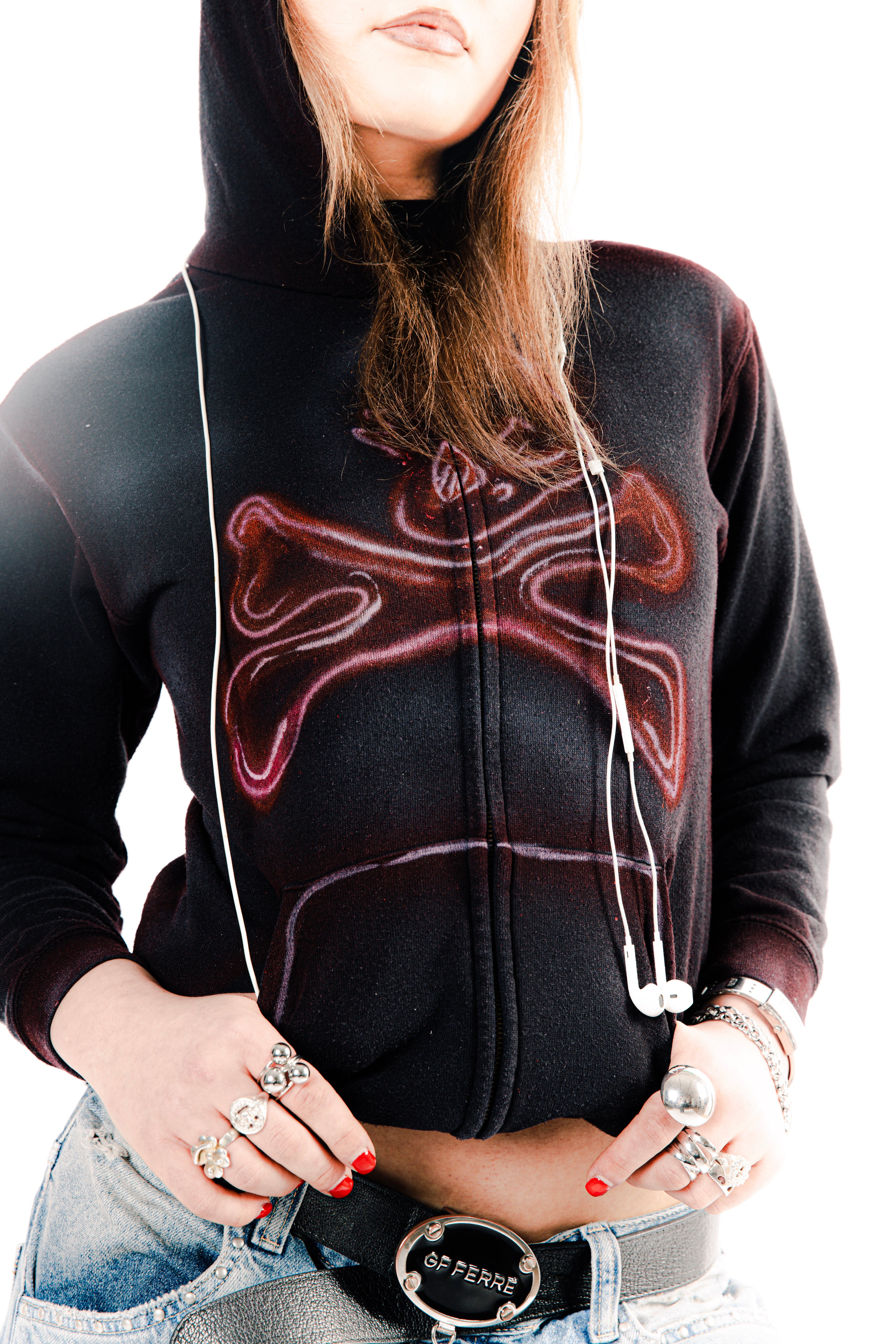1/1 Red Skelly Zip-up Hoodie